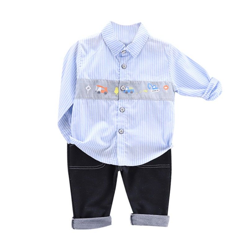 Fall European Style Boys set Suspender and Shorts Set toddler baby blue gray