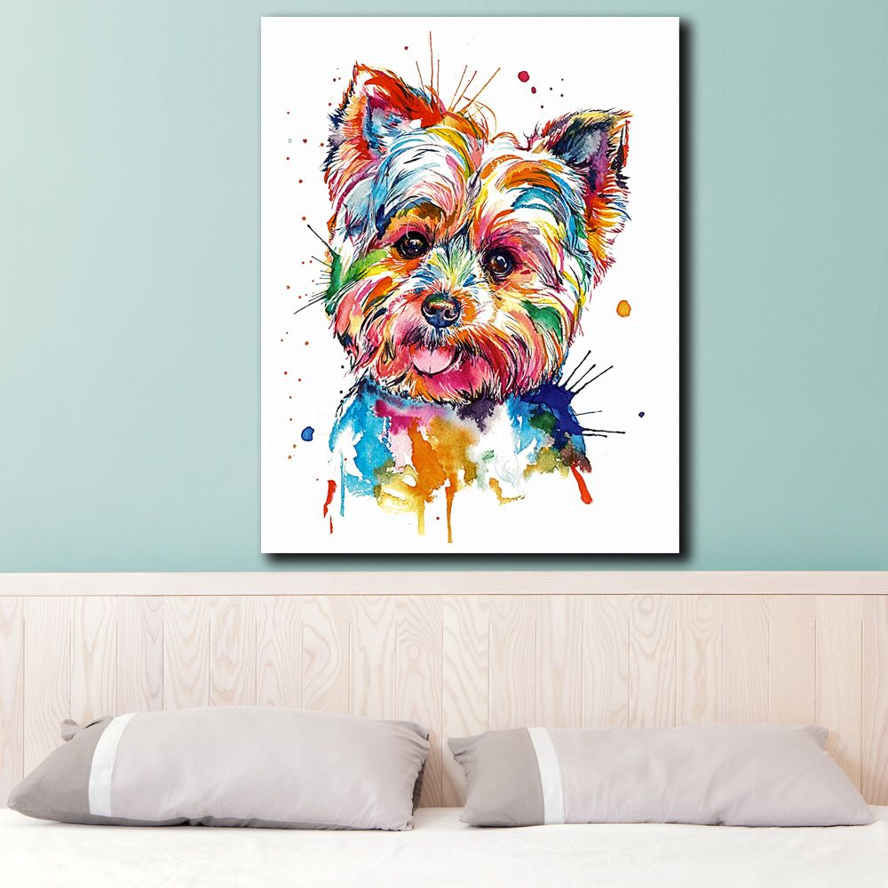 Compre 1 Unidades Impreso Animal Colorido Perro Pintura Al Oleo