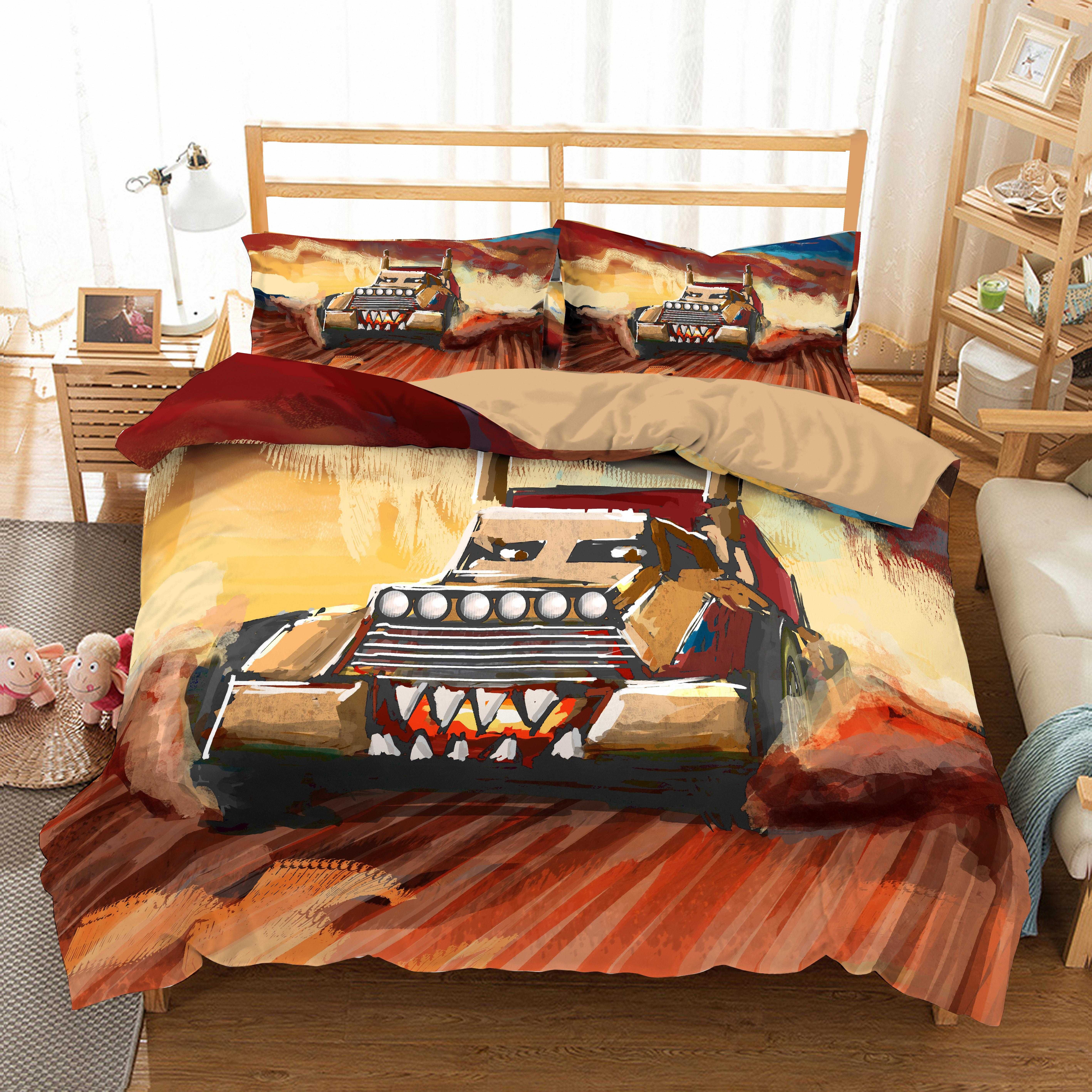 Zeimon 3d Bedclothes Cartoon Car Racing Bedding Set King Size
