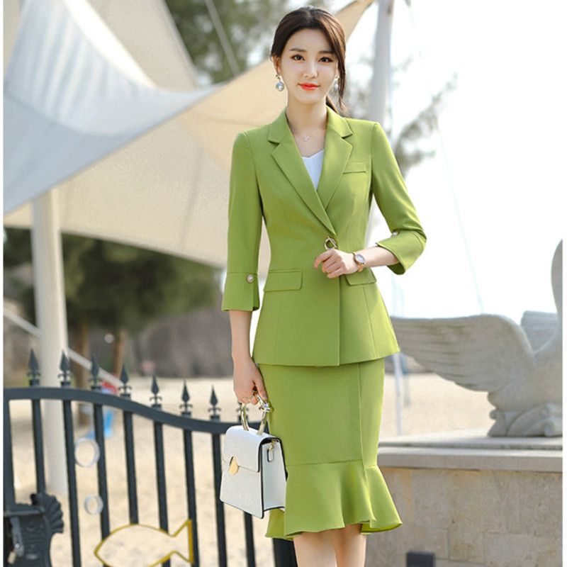 2020 High Quality Ladies Fishtail Skirt Suits Two Piece 2020 New Slim ...