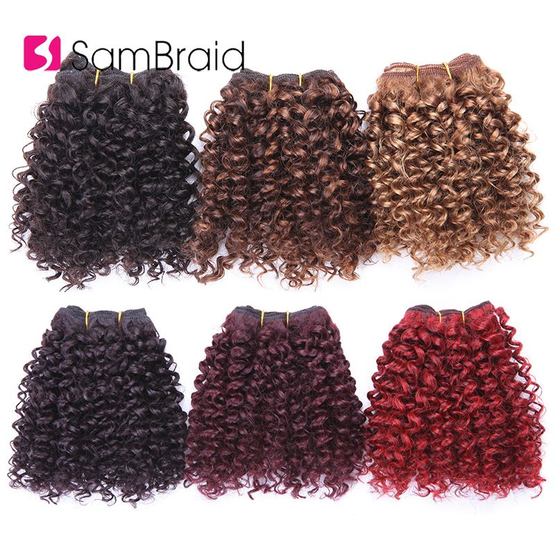 3 Bundles Bohemian Style Short Afro Kinky Curly Hair Wefts 8