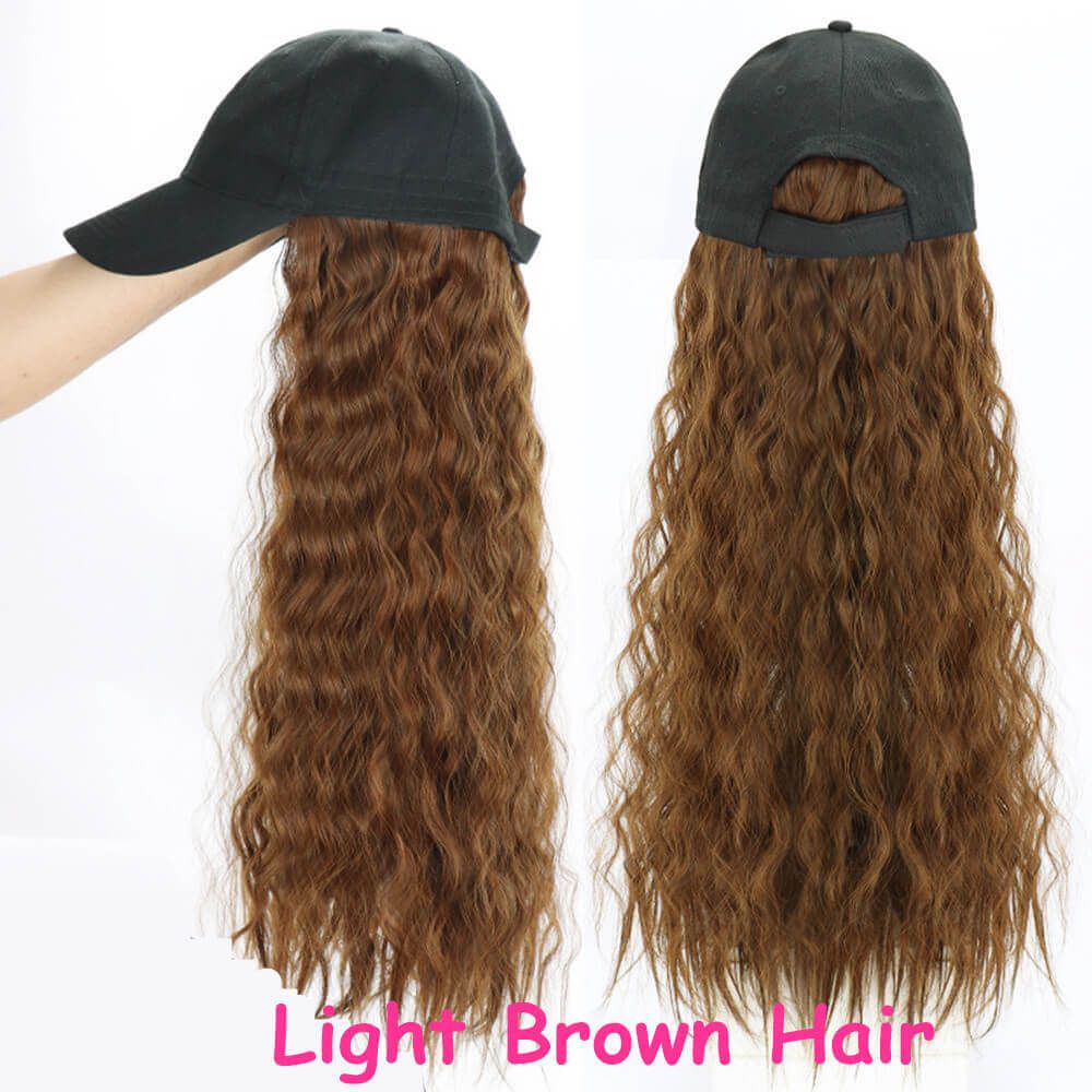 Baseball hat light brown curly hair