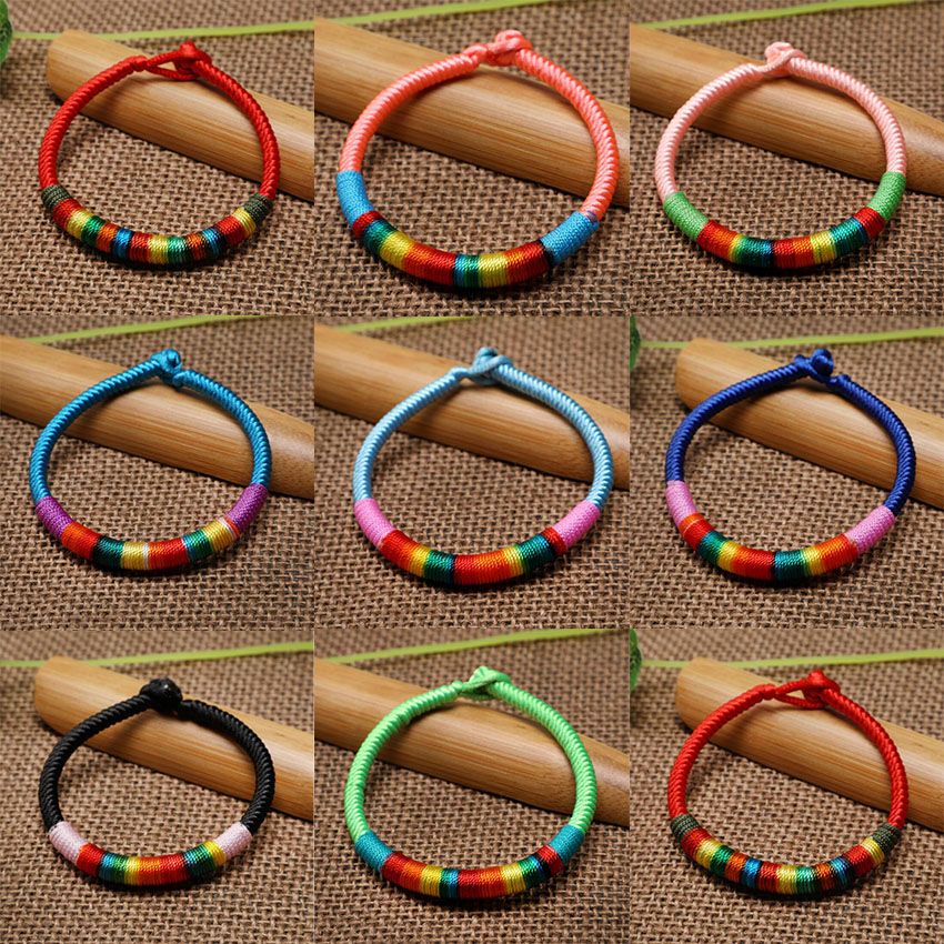 Satin Al Kadinlar Erkekler Diy El Orgu Renkli Ip Bileklik El Yapimi Dokuma Gokkusagi Charm Bileklik Bilezikler Bukulme El Zinciri Taki Tablosu Hediye Tl2 98 Dhgate Comda