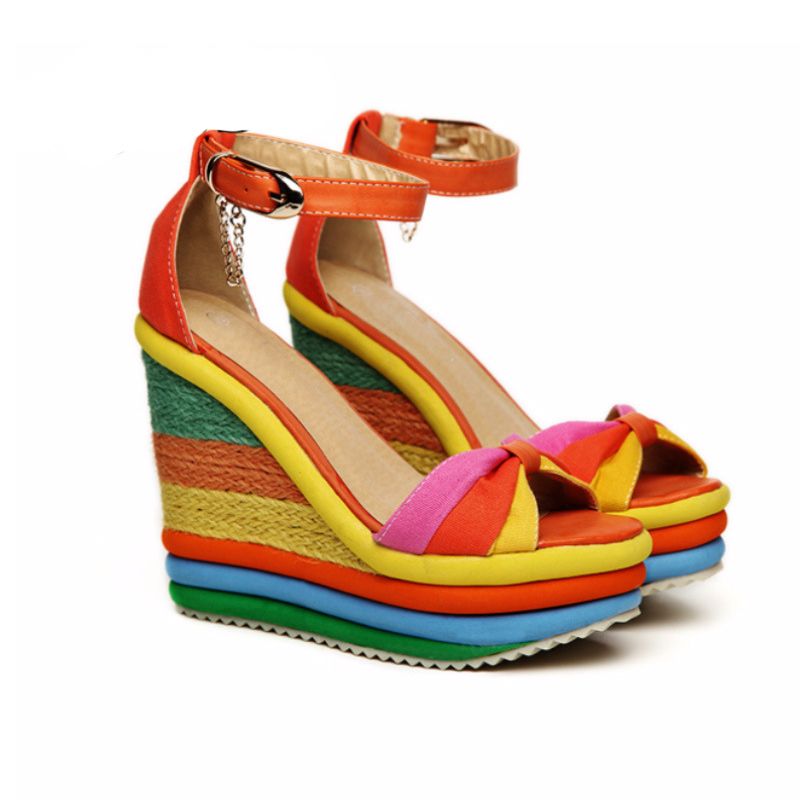 color block platform sandals