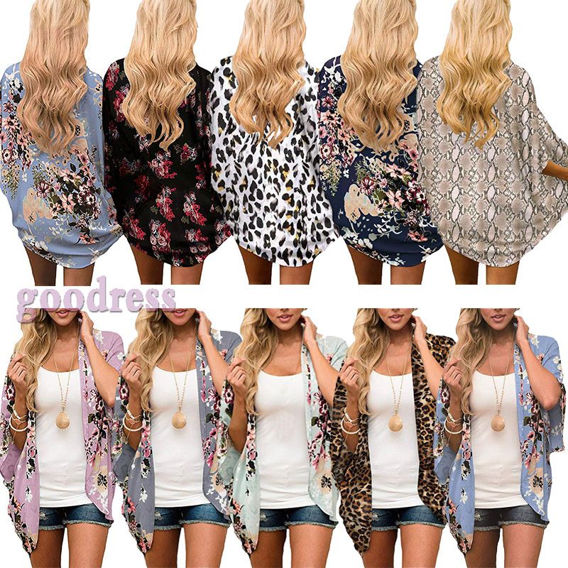 UK STOCK Women Floral Batwing Kimono Tops Cardigan Casual Long Sun Coat Jacket