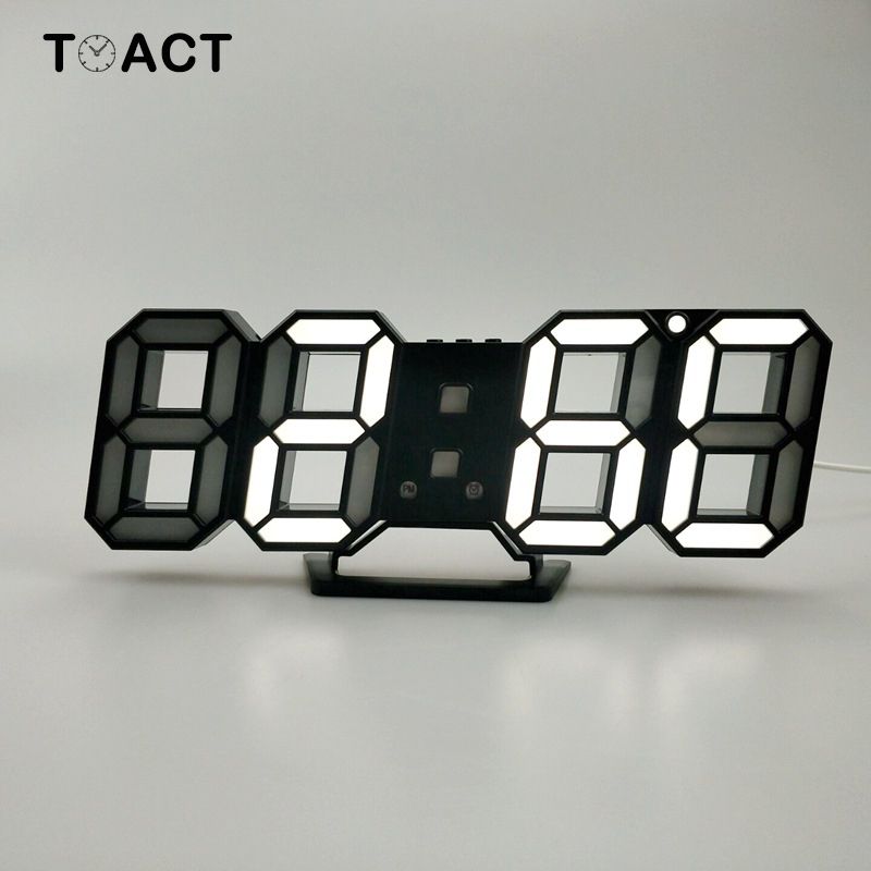 Modern Digital 3d White Led Wall Clock Alarm Clock Creative Digital Alarm Clock