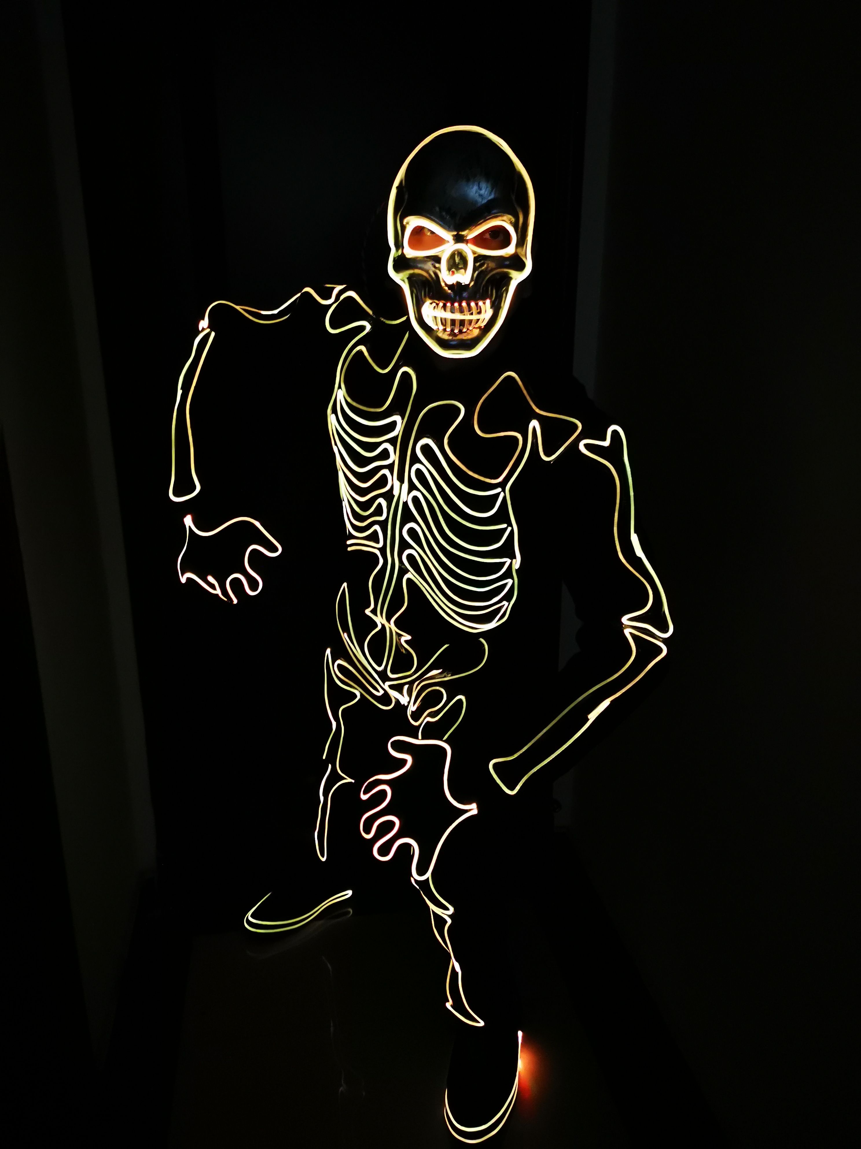 Light Up Skeleton Costume
 Halloween Mask LED Skeleton Costume Suit Light Up Jumpsuit Cosplay