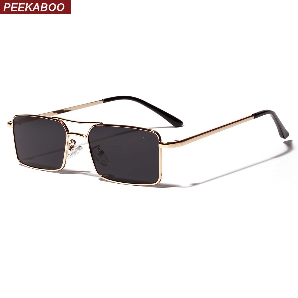 Gafas de sol rectangulares de oro Hombres 2019 Marco metal Pequeñas gafas