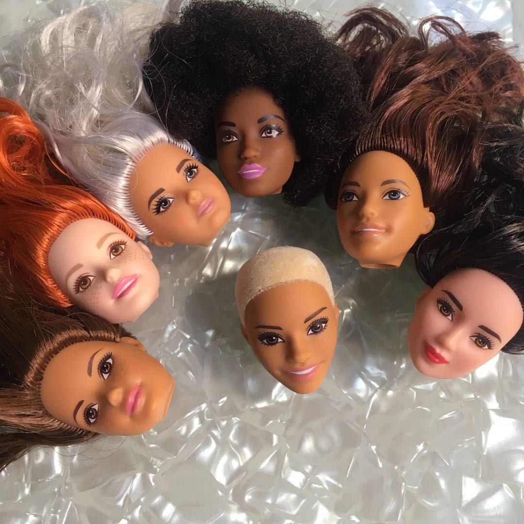 black doll heads with hair