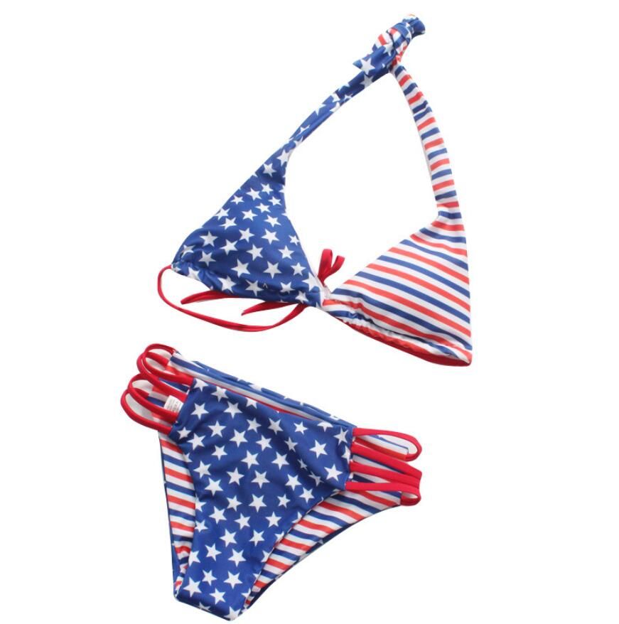 high waisted american flag bikini