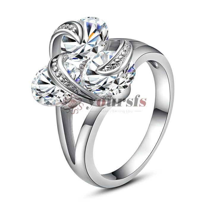 18K White Gold Plated Simulated Diamond Pure Heart Exquisite Necklace Jewellery