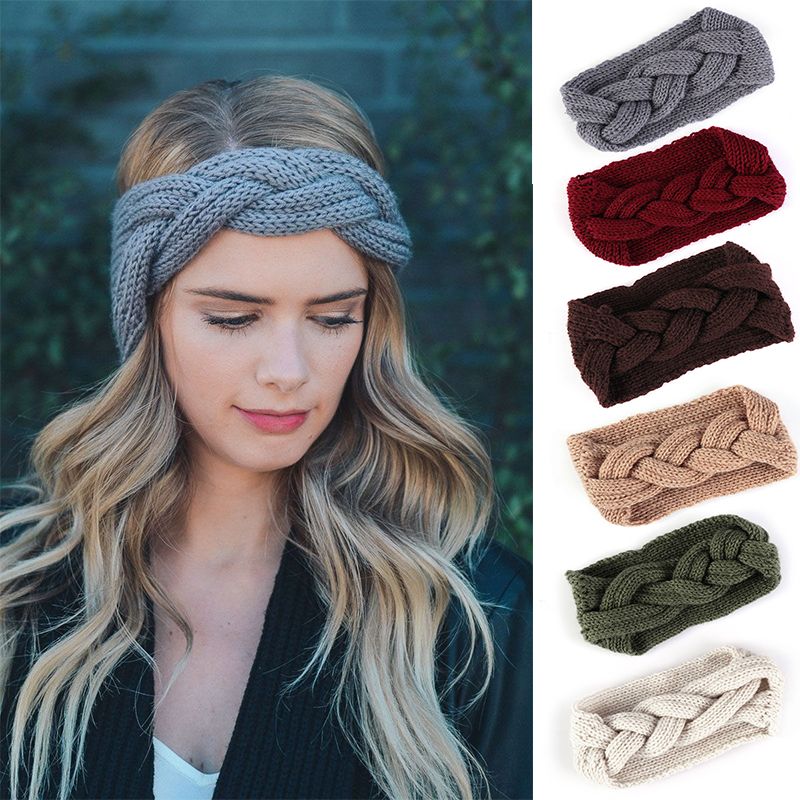  DNAEGH Winter Knitted Elastic Headbands Turban,For Women Girls  Knitting Hairband Crochet Bow Wide Headbands Hair Accessories. Black :  Beauty & Personal Care