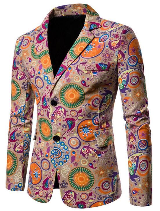 Hombre Ocio Manga Larga Traje Abrigo Algodón Cáñamo Estampad Hombre Ocio Manga Larga Traje Abrigo Algodón Cáñamo Estampad