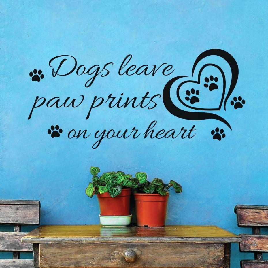 Heart Dogs Leave Paw Prints On Your Heart Wall Sticker For Kids