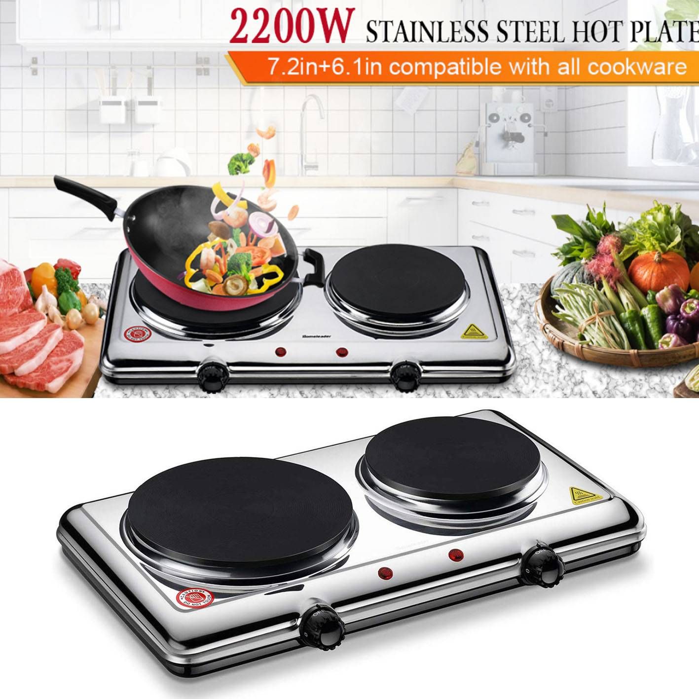 2019 Hot Plate Portable Electric Stove Countertop Double Burner