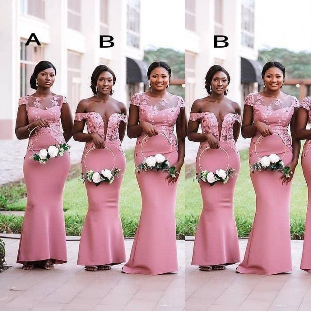 New Sexy Black Girl Mermaid Bridesmaid Dresses Pink Two Types Lace Applique Plus Size Wedding Guest Dress Plus Size Maid Of Honor Gowns Fun Bridesmaid Dresses Girls Bridesmaids Dresses From Yes Mrs 71 64