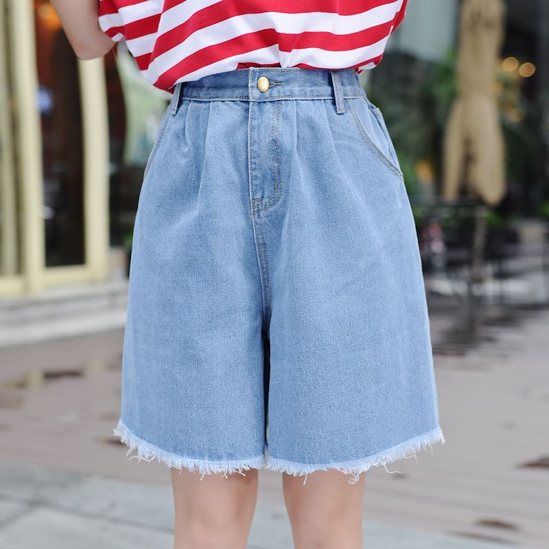 high waisted denim shorts long