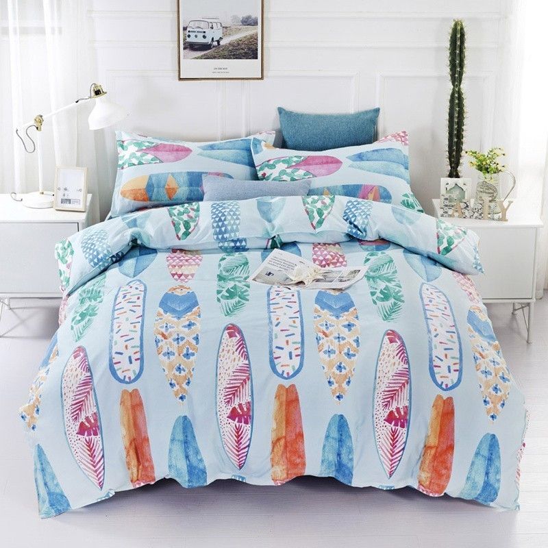 Summer Colorful Surfboard Bedding Set Duvet Cover Pillow Case Twin