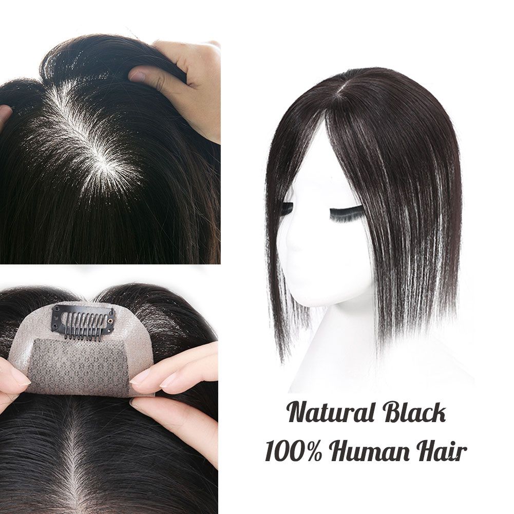 Clip In Human Hair Toupee Hand Made Women Hair Topper Hairpiece