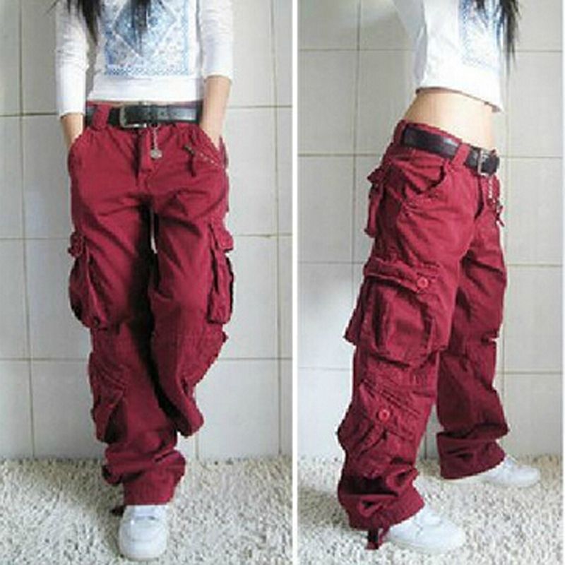 Monos de mujer Hiphop Pantalones de tácticos urbanos Chinos sueltos Pantalones de carga del ejército