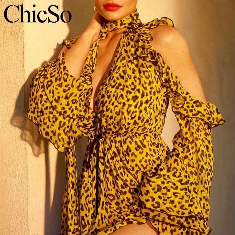yellow leopard print playsuit