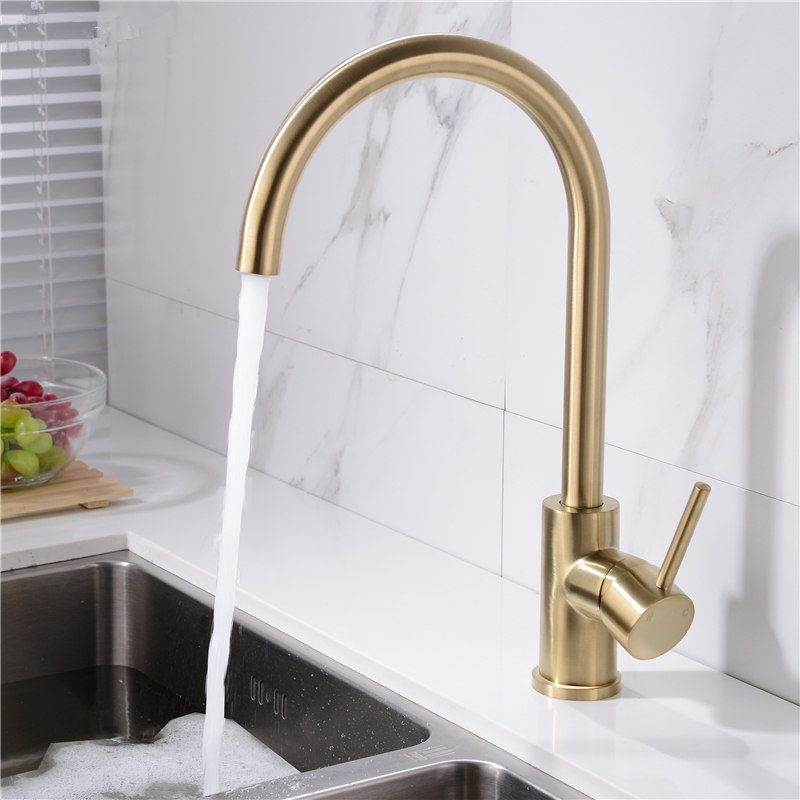 Mezclador Monomando Fregadero Grifo del Fregadero de Cocina Grifer/ía Monomando Sin plomo grifo 7 grado alimenticio Acero Inoxidable 304,Giratorio Grifo Grifo de Cocina con Ca/ño Alto