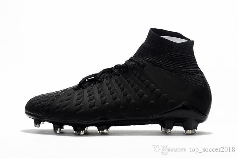 Zapatos de negro completo grapas del original Hypervenom Phantom FG DF Neymar JR fútbol