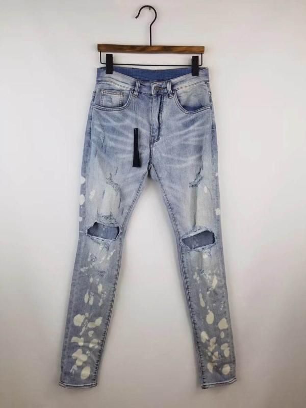 Mens Jeans Men Random Splatter Bleach 