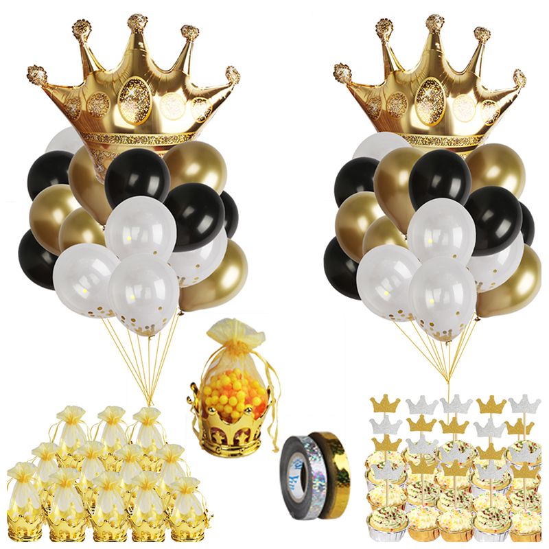 2019 Gold Crown Party Decoration Kit Cake Toppers Gold Crown Pouch