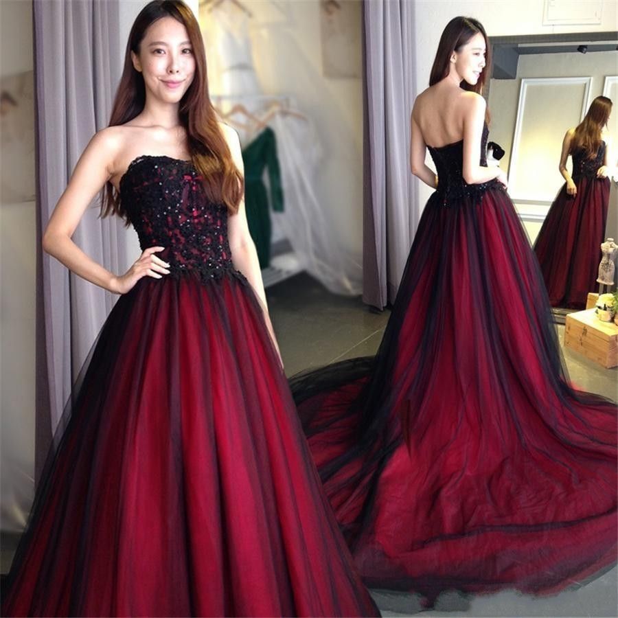 black and red evening gown
