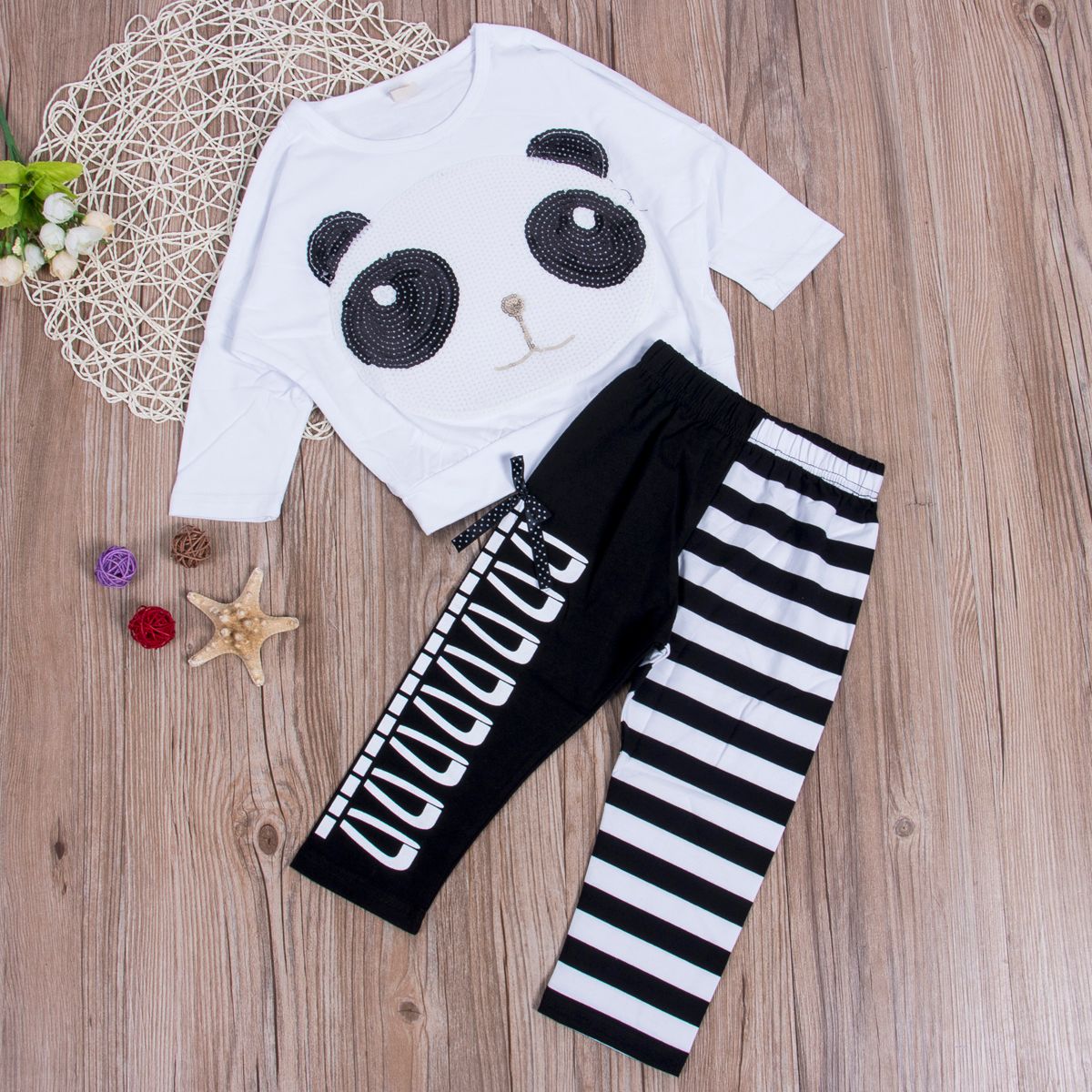 Acheter Vetements Pour Bebe Filles Panda Belle Filles Bebe Panda T Shirt Manches Longues A Rayures Tops Leggings Bow Tenues Vetements Set De 8 66 Du Crazy Baby Fr Dhgate Com