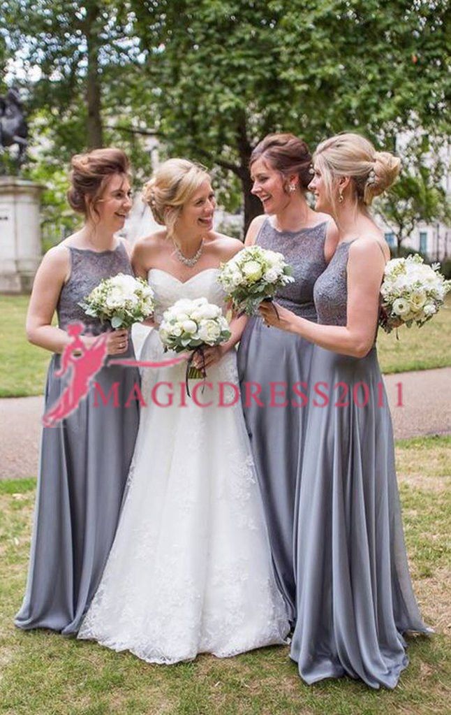 2019 New Lace Bridesmaid Dresses For Country Wedding A Line Jewel