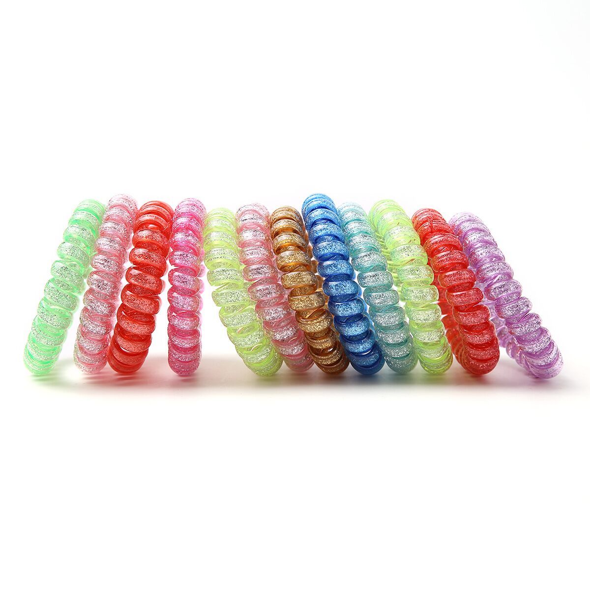 Glitter Coil Hair Ties Rubber Elastic Hair Bands Elephone Cord