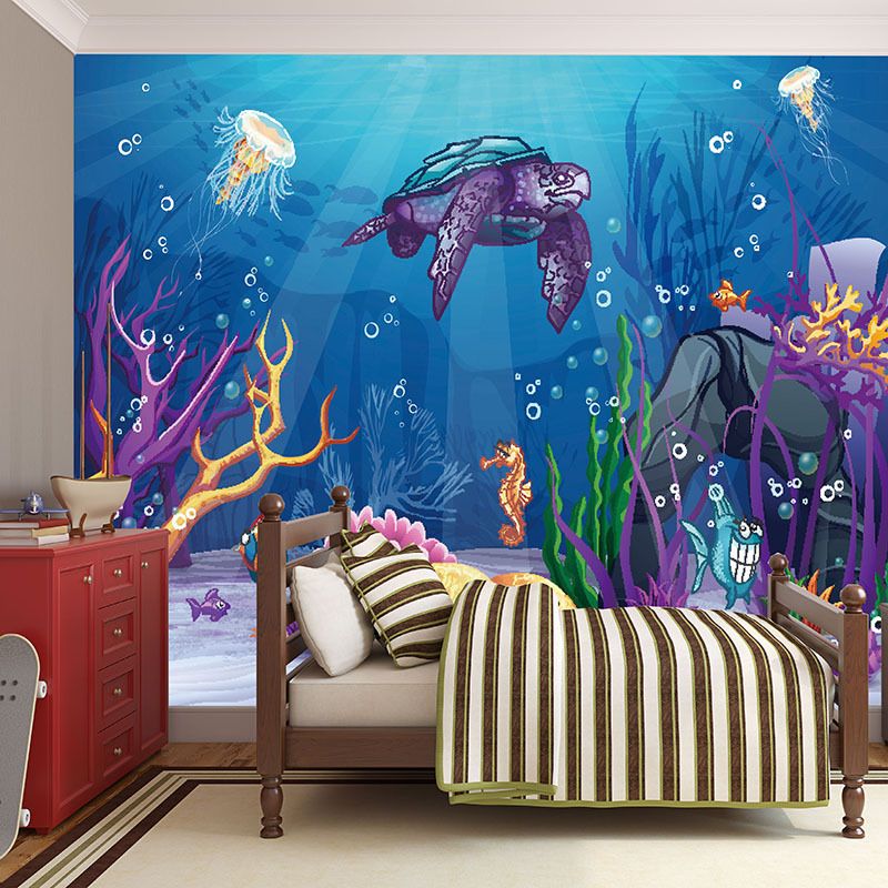 3d Space Cartoon Deep Ocean Animals Mural Wallpaper Silk Hd Pattern Waterproof Wallpaper Kids Bedroom Wall Decor Free High Res Wallpapers Free High