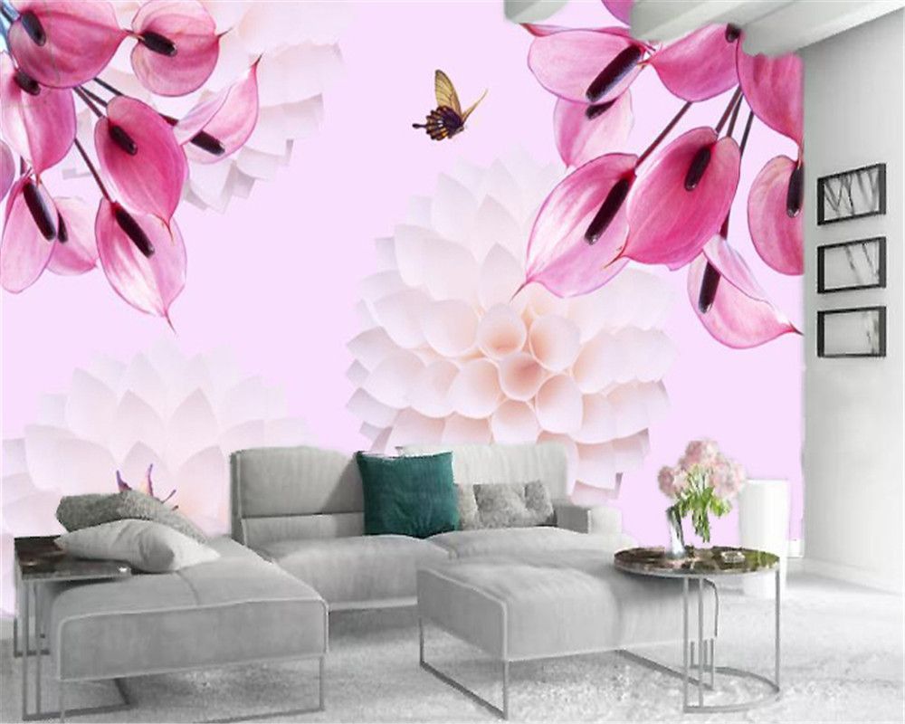 Download Custom 3d Flower Wallpaper Teaching And Researching Calla Lily Butterfly Beautiful And Romantic Decoration Mural Wallpaper From Yunlin189 10 91 Dhgate Com
