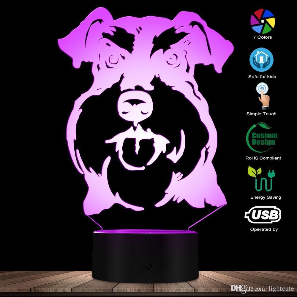 Grosshandel Rasse Schnauzer Dog 3d Optische Illusion Nachtlicht Tier Haustier Rassehund Zucht Tischlampe Sleepy Licht Dekorative Beleuchtung Von Lightcute 15 05 Auf De Dhgate Com Dhgate