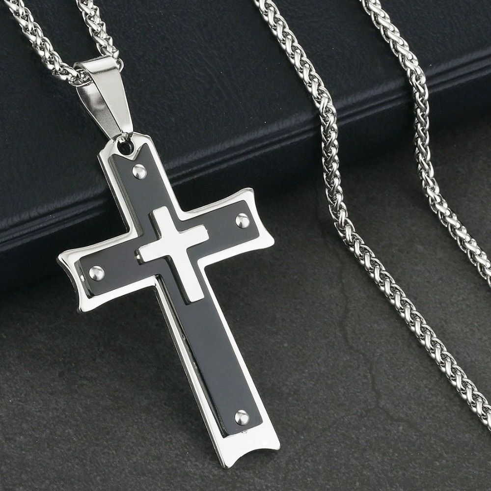 Wholesale Hot Sale Black Religious Cross Pendant Necklace