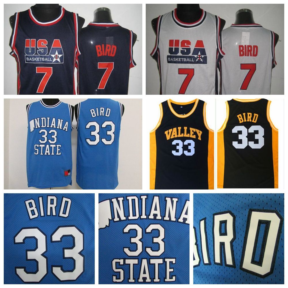 LARRY BIRD TEAM USA BASKETBALL JERSEY QUALITY SEWN NEW BLUE ANY SIZE