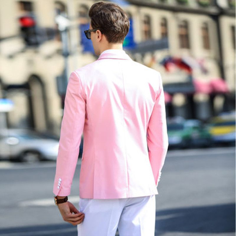 pink jacket white pants