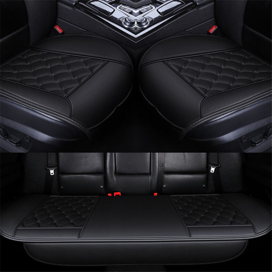 Universal Car Seat Cushion Cover Black Pu Leather Interior