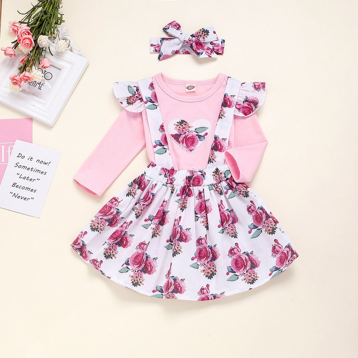Toddler Baby Girls Long Sleeve Dress Floral Print Tulle Skirts Dress Autumn Outfits