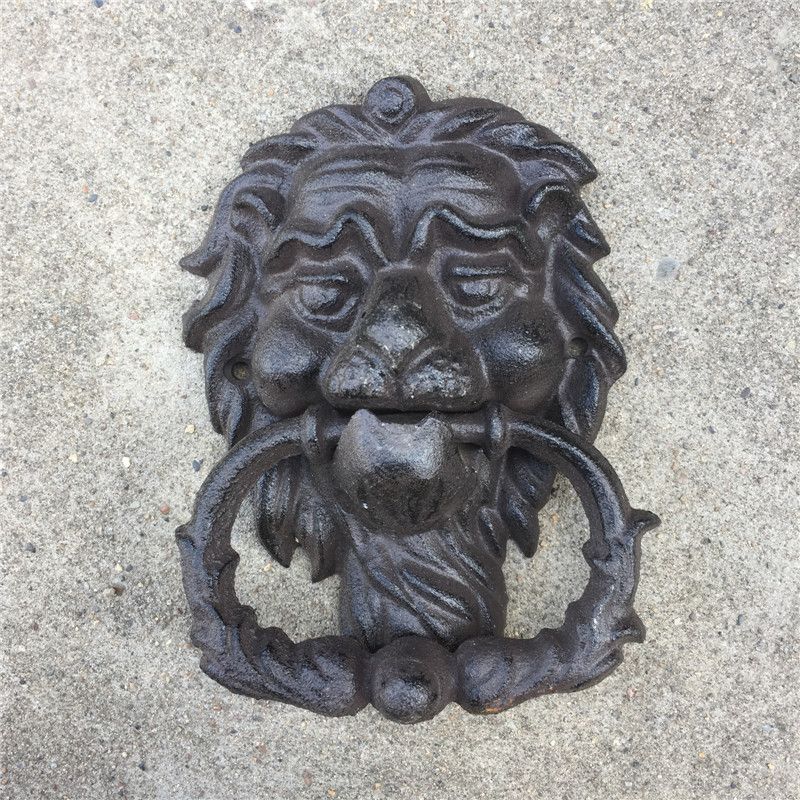 Cast Iron Small Lion Face Vintage Brown Door Knocker