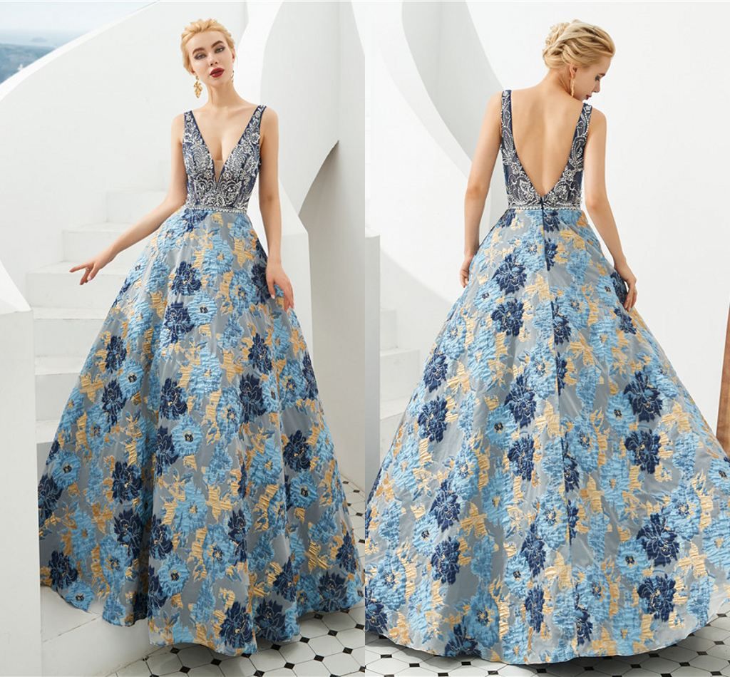 patterned prom dress
