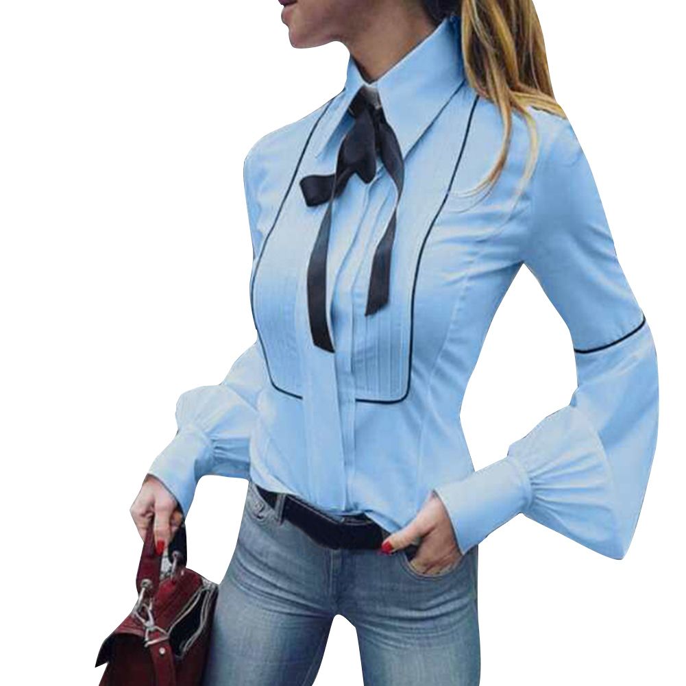Sexy Women Office Bow Tie Blouse 