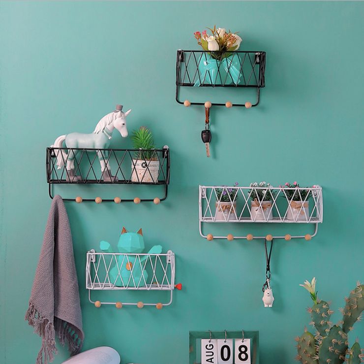 2020 Unique Metal Wire Basket Wall Mounted Entryway Organizer Key