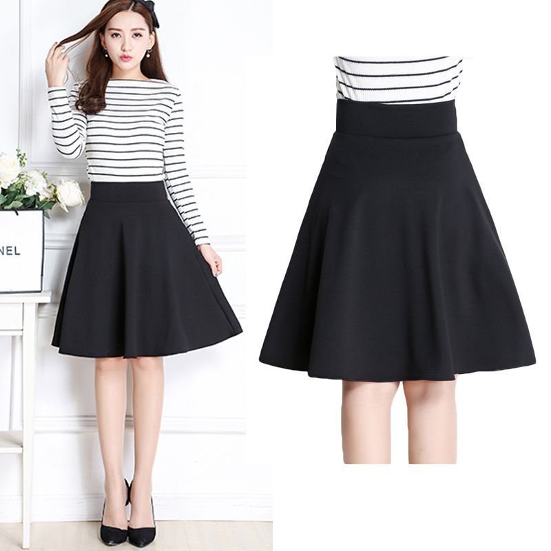 2020 Snow Pinnacle Women Summer Autumn Skirt Casual Solid High Waist A Line Cotton Skirts Office Lady Knee Length Skirts With Pant Y1904002 From Huang01 18 07 Dhgate Com