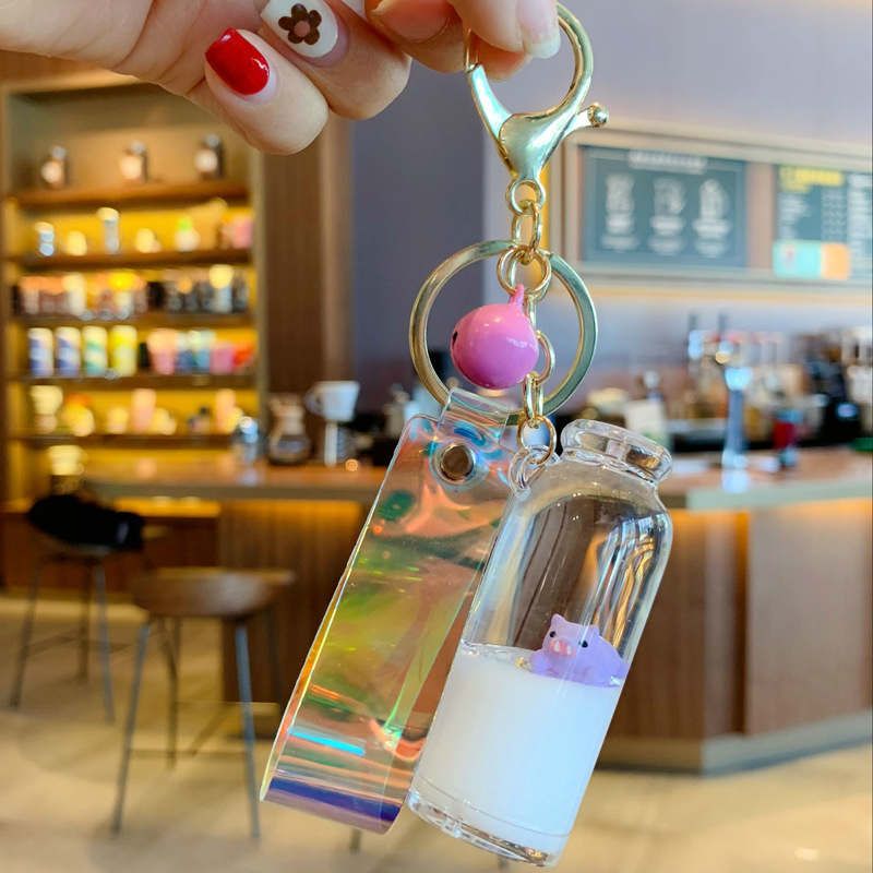1pc Cartoon Milk Bottle Keychains Floating Charm Bottles Keyrings Women Fashion 1pc Cartoon Milk Bottle Keychains Floating Charm Bottles Keyrings Women Fashion