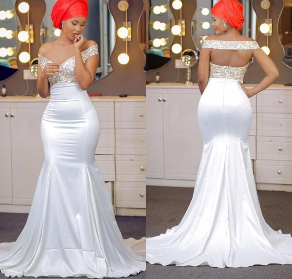 white mermaid evening dress