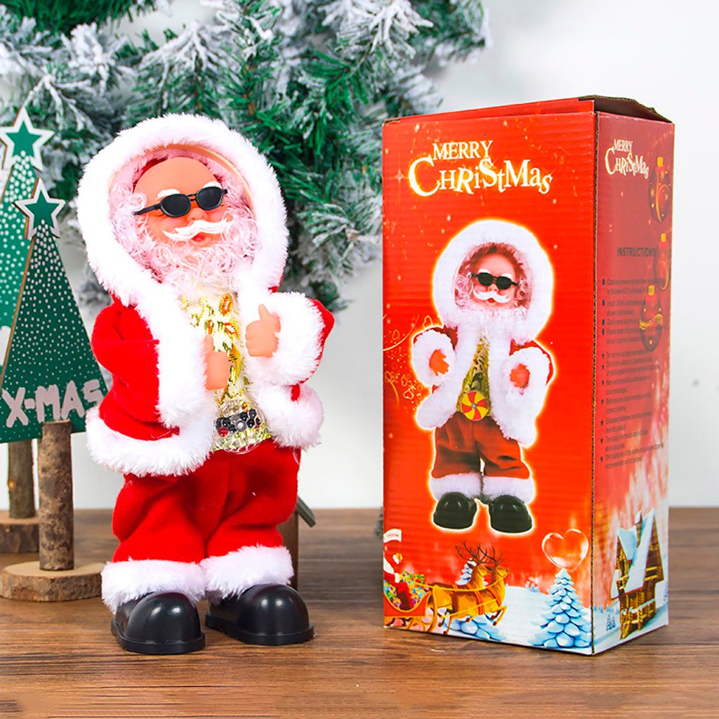 Decorações de Natal Papai Noel dançando cantar boneca como brinquedo de música de pelúcia para crianças Decorações de Natal Papai Noel dançando cantar boneca como brinquedo de música de pelúcia para crianças