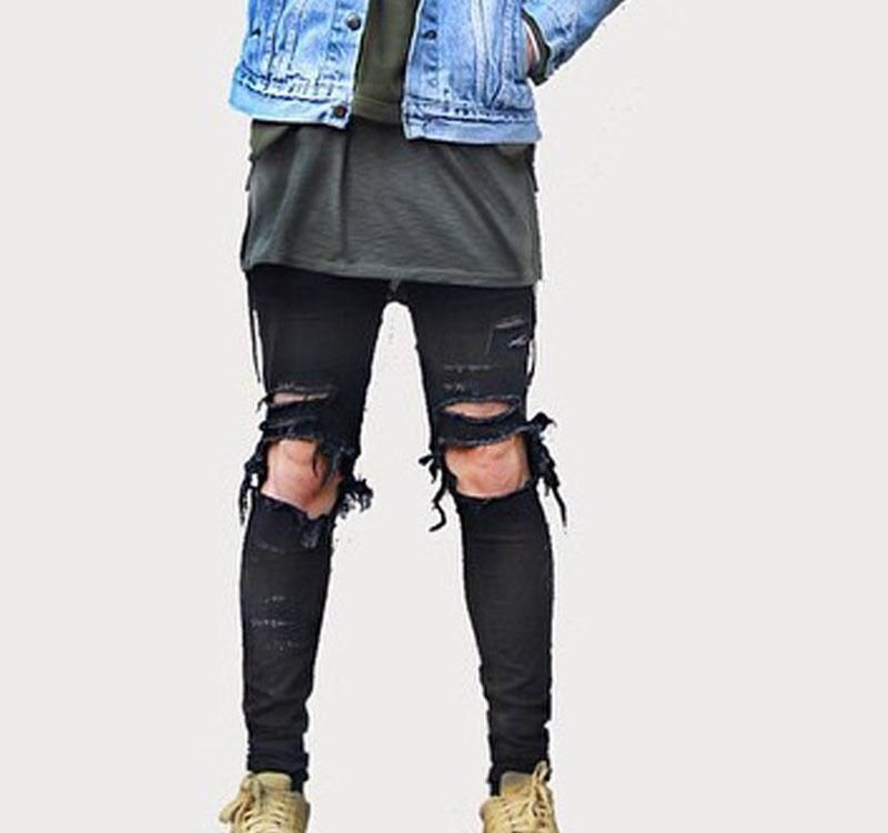 destroyed denim jumpsuit